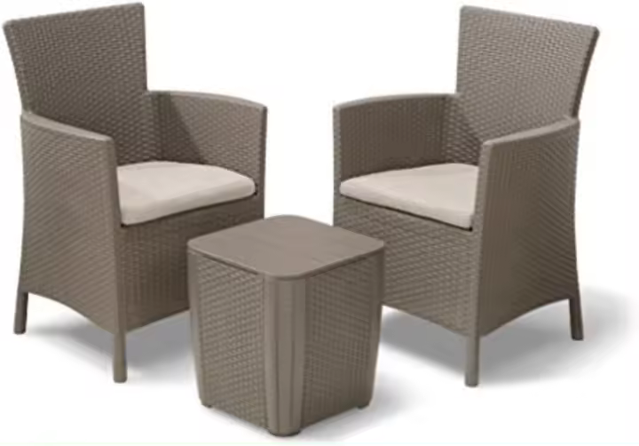 Conjunto de Jardín Exterior 2 Plazas con Cojines Incluidos Mesa de Almacenamiento Auxiliar - 1