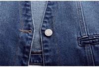 Retro denim primavera 2023, nueva chaqueta corta ajustada sin mangas, chaleco de un solo pecho, top informal azul - details 7