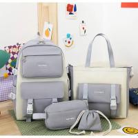 Mochila escolar, esencial para la escuela Juego de 4 piezas, con un colgante de oso, bonito y a la moda - details 14