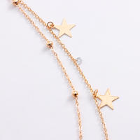 Cadena de clavícula de doble capa para mujer, collar con colgante de estrella de cinco puntas, collar de estilo metálico versátil - details 10