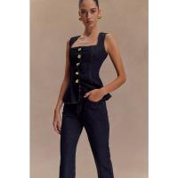 Conjunto de Denim para Mujer de Alta Calidad con Botones Modernos Chaqueta y Pantalón Ajustados - details 3