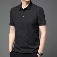 Polo de negocios informal con estampado nuevo para hombre, top de manga corta cómodo y transpirable, 2024 - details 16