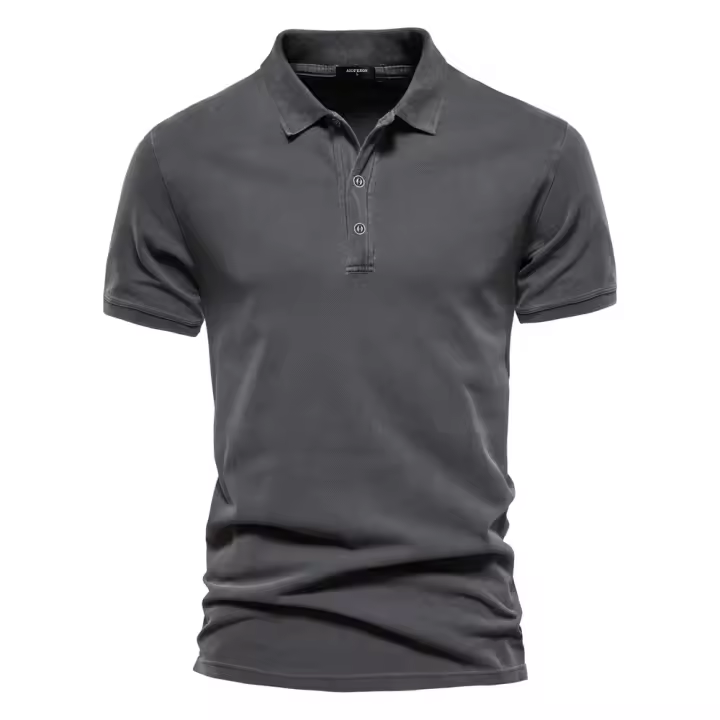 polos hombre manga corta ropa hombre 100% Algodón Color Sólido Polos para Hombre Pantalón Corto Casual Manga Turndown Camisas para Hombre Moda Streetwear Polos para Hombres - 1