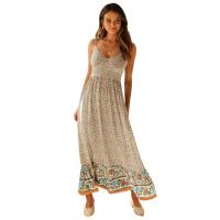 Vestido Largo Bohemio De Verano Para Mujer Con Cuello V Y Tirantes Floral Estilo Europeo Y Americano Ropa Asiática - details 2