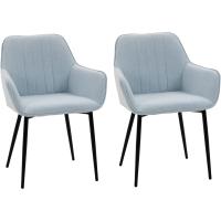 Pack de 2 Sillas de Comedor Sillas Decorativas Tapizadas en Lino Sillas de Cocina con Respaldo Reposabrazos y Patas de Metal para Salón 59,5x56,5x81 cm - details 0