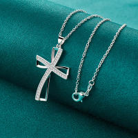 Collar con colgante de circonita con nudo de lazo de Plata de Ley 925, joyería fina - details 2