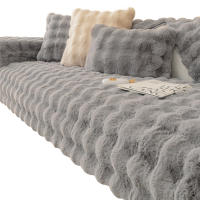 Rabbit Plush Sofa Cushion/Pillowcase Solid Color Simple Style Cover Suitable for All Kinds of Sofas - details 4