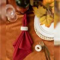 Juego de servilletas de boda de perlas blancas, hebilla, decoración de mesa, 12 piezas - details 3
