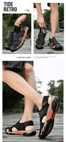 Sandalias de cuero genuino de verano para hombre, cómodas sandalias de playa para exteriores, zapatos romanos informales con punta anticolisión para senderismo y viajes - details 19