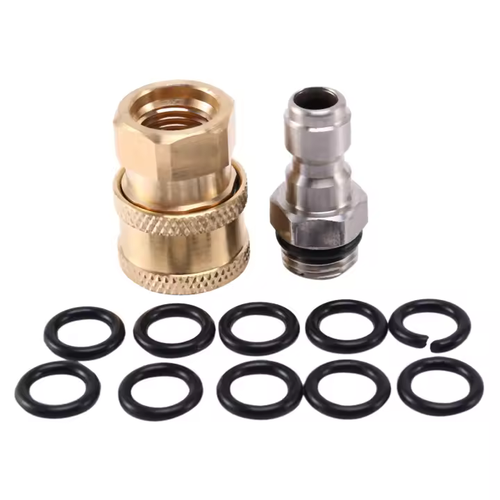 Juego de adaptadores para lavadora a presión, kit de desconexión rápida de 1/4 de pulgada con paquete de 10 juntas tóricas, 5000 Psi - 1