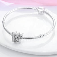 Series de Encantos de Plata Esterlina S925 Letras de Alfabeto Ajuste para Pulsera y Brazalete de 3mm Joyería Fina de Cumpleaños para Mujeres - details 22