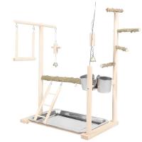 Juguetes de madera para loros, soporte de escritorio para pájaros, percha Natural para mesa, patio de juegos, periquito, Oficina - details 7