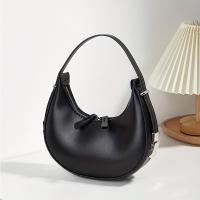Elegante bolso de hombro con forma de luna creciente para mujer, cremallera ajustable, color sólido, con correa fija y forro de poliéster, para compras, citas, desplazamientos y uso diario - details 3