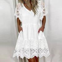 BUNO-Vestido de mujer de manga corta con cuello en V, moda de verano. - details 0