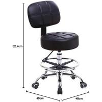 Taburete de Laboratorio de Cuero PU Giratorio Redondo Silla de Trabajo con Respaldo Ajustable en Altura Color Negro - details 7