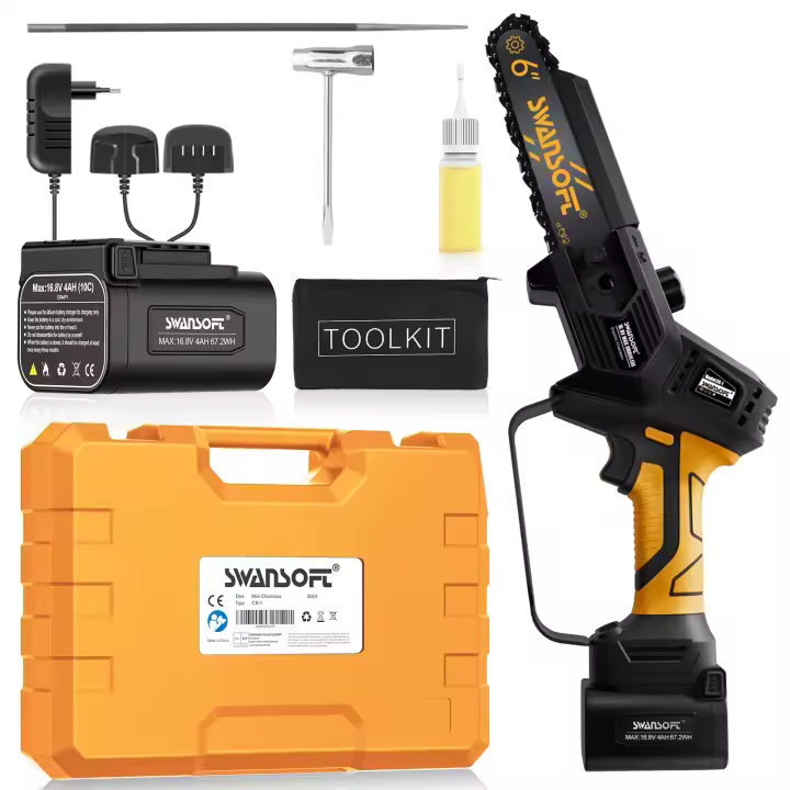 Motosierras Eléctricas Sin Cables SWANSOFT Potente 2300RPM, 6 Pulgadas, Herramienta de Carpintería de Jardín con 2 Baterías de Litio - 1