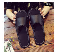 Casa antideslizante fondo suave salón de belleza piso de madera interior color sólido zapatillas de cuero para hombres y mujeres - details 17