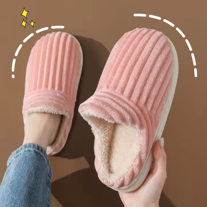Zapatillas de algodón para mujer, par de interior, hogar cálido, confinamiento, zapatos de pelo arrastre, zapatos de algodón para mujer, invierno - 1