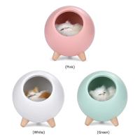 Luz LED de noche creativa para mascotas, lámpara de decoración de mesa recargable por USB para dormitorio, regalos para niños, Pequeño gato - details 1