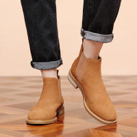 Nuevas botas Chelsea, botines cortos de piel abatible, botas de gamuza de vaca de cuero genuino para hombres - details 15
