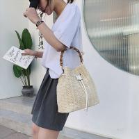 Bolsos de cubo de tejido de paja para mujer, bolsos de hombro de playa de ratán, bolsos casuales femeninos, monedero pequeño, bolsos cruzados de viaje - details 3