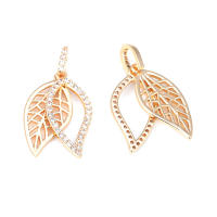 Colgantes de Hoja de Árbol de Bronce Dorado 18K Diamante Falso, Metal Hecho en China - details 1