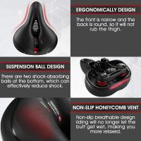 Asiento de bicicleta cómodo para hombre y mujer, cojín ancho de espuma viscoelástica, resistente al agua - details 6
