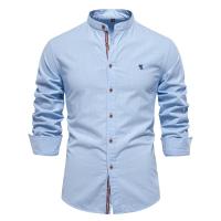Primavera y verano nuevas camisas de negocios de moda para hombres camisas de manga larga de color sólido de moda japonesa casual de algodón y lino para hombres en hermosos tamaños - details 3