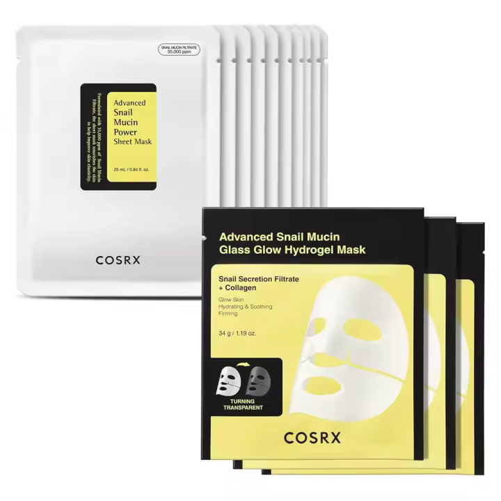 COSRX Snail Mucin Sheet 10EA + Hydrogel Collagen Mask 3EA- Cuidado personal, rellenos de medias, artículos esenciales de viaje, regalos para mujeres, cara - 1