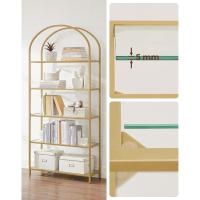 Niveles, Estantería de Vidrio Templado, Diseño Arqueado, Marco de Acero, para Salón, Dormitorio, - details 2