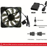 15ELD RGB Ventilador LED - 12cm Silencioso Enfriamiento, 4-Pines Ventilador de Torre de Escritorio con Interfaz Doble, Funcionamiento Silencioso para Servidor y PC, Ventilador de Juegos |   Ventilador Iluminado con LED |   Funcionamiento Suave - details 2