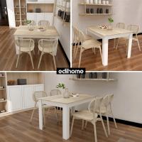 Mesa Comedor, Modelo Denver, para salón, Cocina, Acabado Blanco y Cambria, Dimensiones 138 (Largo) x 90 (Ancho) x 75 (Alto) (Blanco/Madera) - details 4