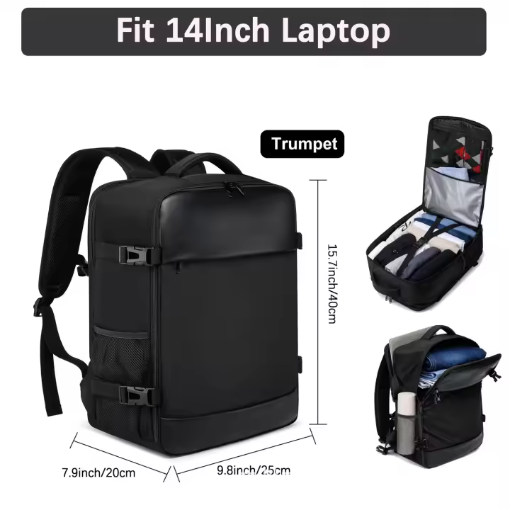 Mochila de viaje para hombre, Mochila impermeable para deportes al aire libre con carga USB, 40x20x25 - 1