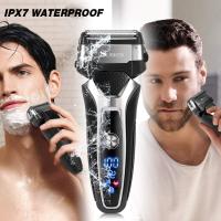 Afeitadora eléctrica recargable en seco y húmedo para hombres, recortadora de barba, maquinilla de afeitar para el cuidado facial - details 2
