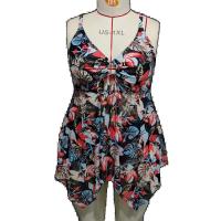 Traje de baño de dos piezas floral Talla grande para mujer Vestido de playa Retrocedible - details 1