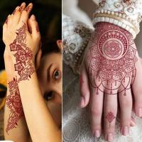 Pegatinas rojas de Mehndi, pegatinas de tatuaje de Henna, tatuaje falso para mujeres, calcomanías de transferencia de agua, calcomanías de tatuaje de Henna roja, piernas y brazos - details 3