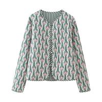 BUNO-Nueva chaqueta informal de algodón acolchada con estampado floral y cuello redondo para mujer, abrigo elegante de manga larga con botones y abertura - details 9