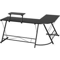 Escritorio Esquinero con Estanteria Grande 162x130x96cm Mesa Esquina Gaming Mesa para Ordenador Escritorio para Estudio Oficina Despacho Negra Metal - details 5