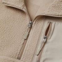 Jersey de Sherpa de cuarto beige para hombre, sudadera con capucha holgada y gruesa, camisa deportiva marrón sólido con cremallera 1/4 - details 5