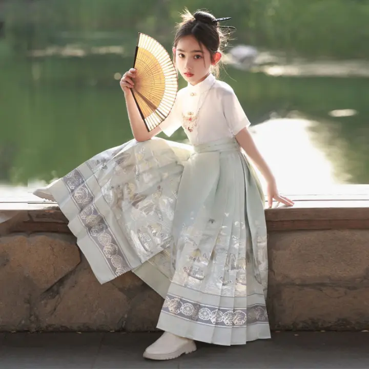 Falda de caballo de alta gama para niñas, Hanfu mejorado Ming mad, ropa fina y antigua para niños, estilo Tang, verano - 1