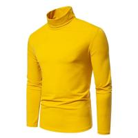 Camiseta de manga larga con cuello medio alto para hombre, Jersey informal de Color sólido, ropa interior - details 66