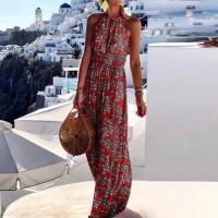 Vestido largo bohemio con estampado Floral para mujer, traje elegante sin mangas con cuello Halter y espalda descubierta, para fiesta y primavera, 2024 - details 2