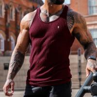 Chaleco para hombre, camiseta sin mangas con estampado deportivo para gimnasio, camiseta sin mangas elástica transpirable de secado rápido de tela a rayas - details 12