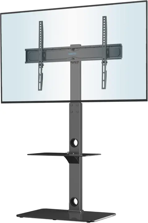 Soporte Universal para TV Ajustable en Altura, 40 Kg, 600x400 mm Para Plasma LED OLED LCD de 30-70 Pulgadas Soporte de Almacenamiento de Media y TV con Estantes de Vidrio Templado de 2 Niveles - 1