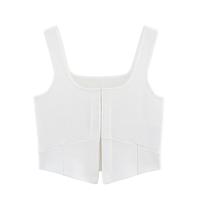 PB & ZA 2025 novedad de verano, ropa para mujer, tirantes anchos simples, camisola corta de punto informal versátil con temperamento - details 2