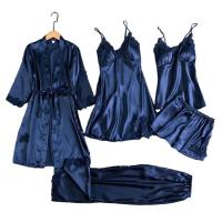 Conjunto de Dormir para Mujeres Ouwu Top de Seda Saturada, Pantalones Cortos, Pantalones de Encaje Suelto - details 9