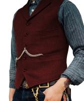 Chaleco de negocios, chaqueta informal ajustada, chalecos para hombre de groso, traje de boda para hombre, chaleco marrón de lana de boda Tweed - details 5