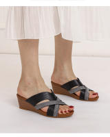 Sandalias de cuña para mujer, ideales para usar como prenda exterior, modernas, con plataforma gruesa, impermeables, informales, de talla grande, con boca de pez. - details 8