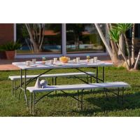 Mesa Plegable Portátil Multifuncional, 180x74x74cm, Imitación a Madera, Marrón - details 11