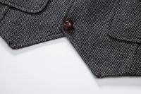 Chaleco Retro con solapa y cadena para hombre, traje con bolsillos de Tweed grueso en espiga a la moda, informal, Vintage, para fiesta de ocio - details 14